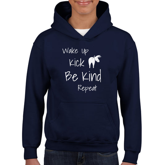 Wake Up Kick Butt Be Kind Kids Hoodie (4 colours)