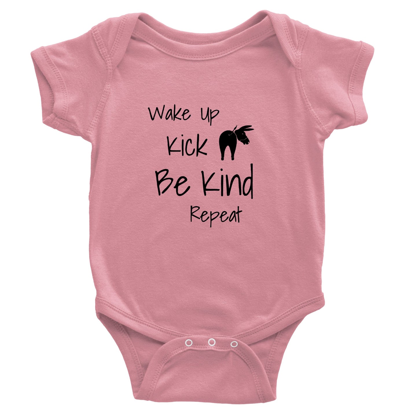 Wake Up Kick Butt Be Kind Onesie (White, Pink, Light Blue)
